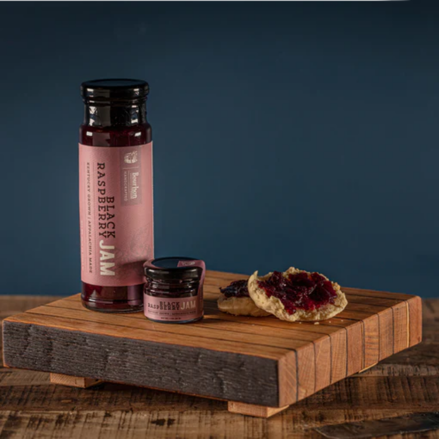 Black Raspberry Jam spread on fresh biscuits showing sweet and tangy texture