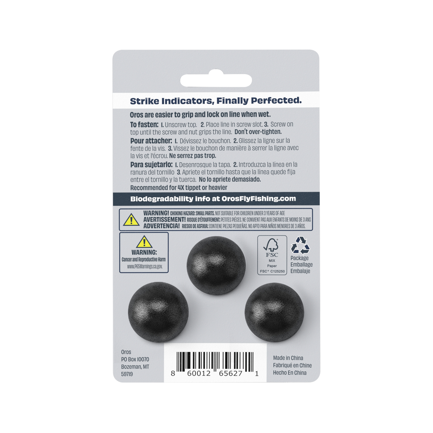 Oros indicators feature patent pending Soft-Lock™ technology. The design encloses fastening hardware inside of two molded soft foam hemispheres. When closed, the hardware holds the line, while the foam hemispheres compress creating friction between the two hemispheres that keeps them from disengaging.&nbsp;