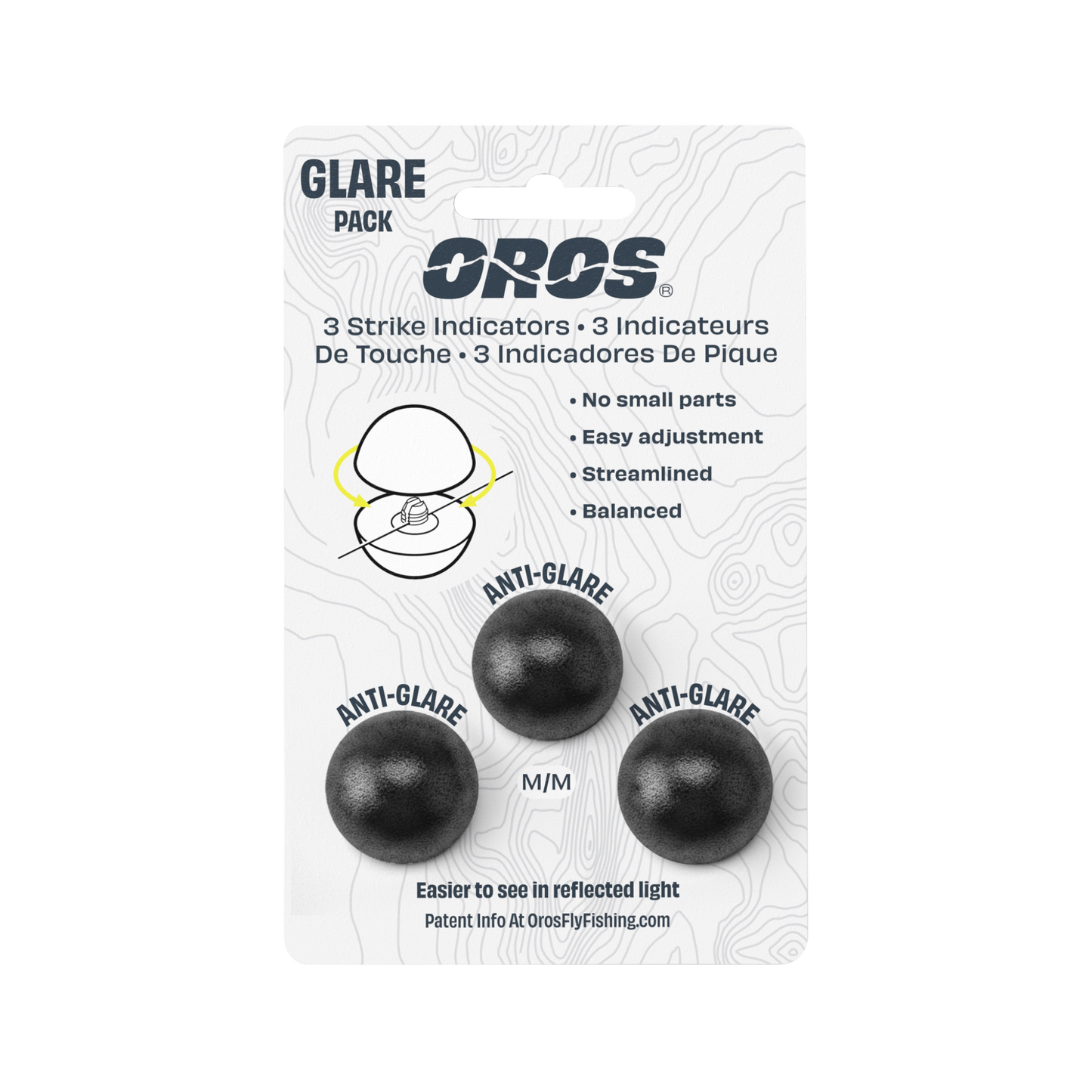 Oros indicators feature patent pending Soft-Lock™ technology. The design encloses fastening hardware inside of two molded soft foam hemispheres. When closed, the hardware holds the line, while the foam hemispheres compress creating friction between the two hemispheres that keeps them from disengaging.&nbsp;