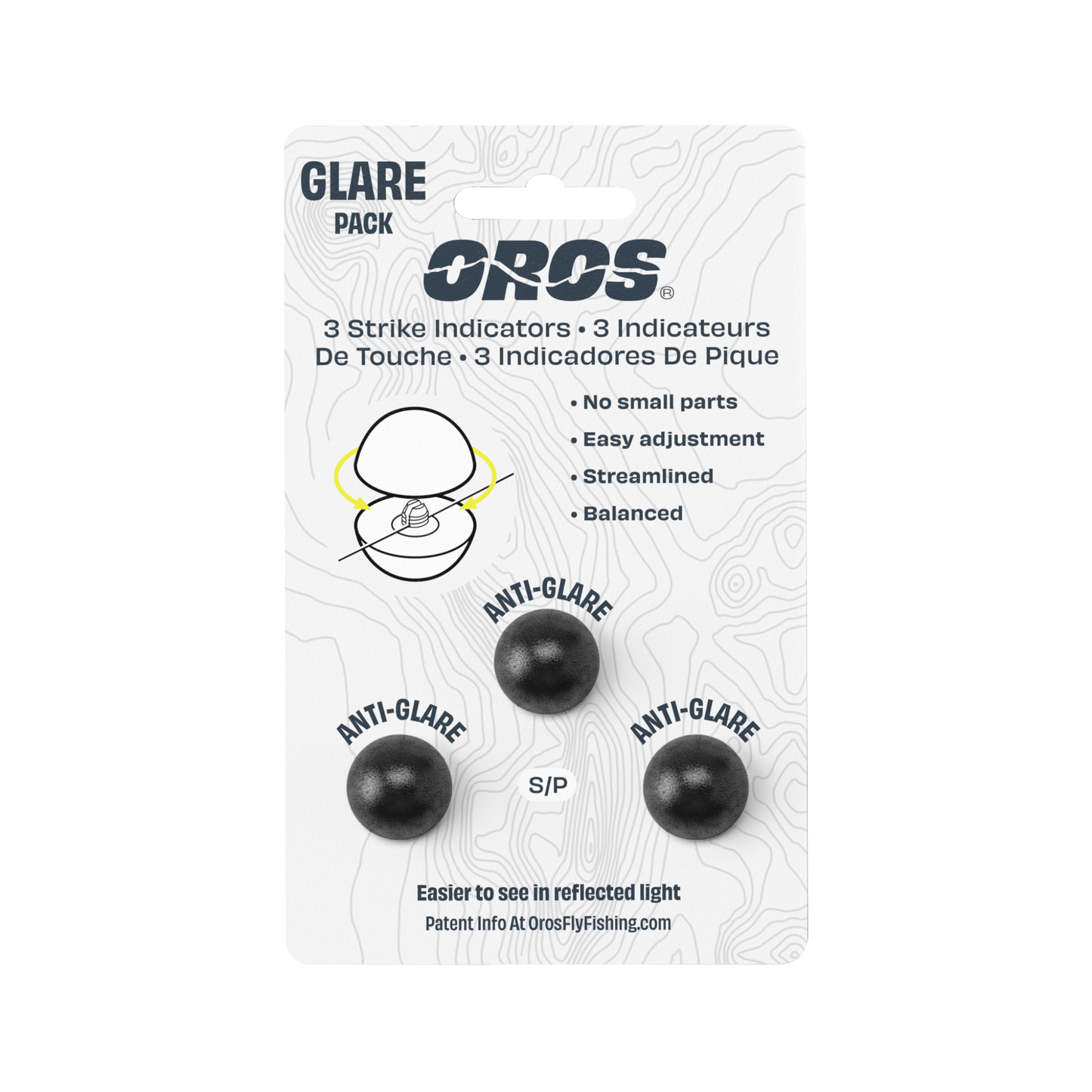 Oros indicators feature patent pending Soft-Lock™ technology. The design encloses fastening hardware inside of two molded soft foam hemispheres. When closed, the hardware holds the line, while the foam hemispheres compress creating friction between the two hemispheres that keeps them from disengaging.