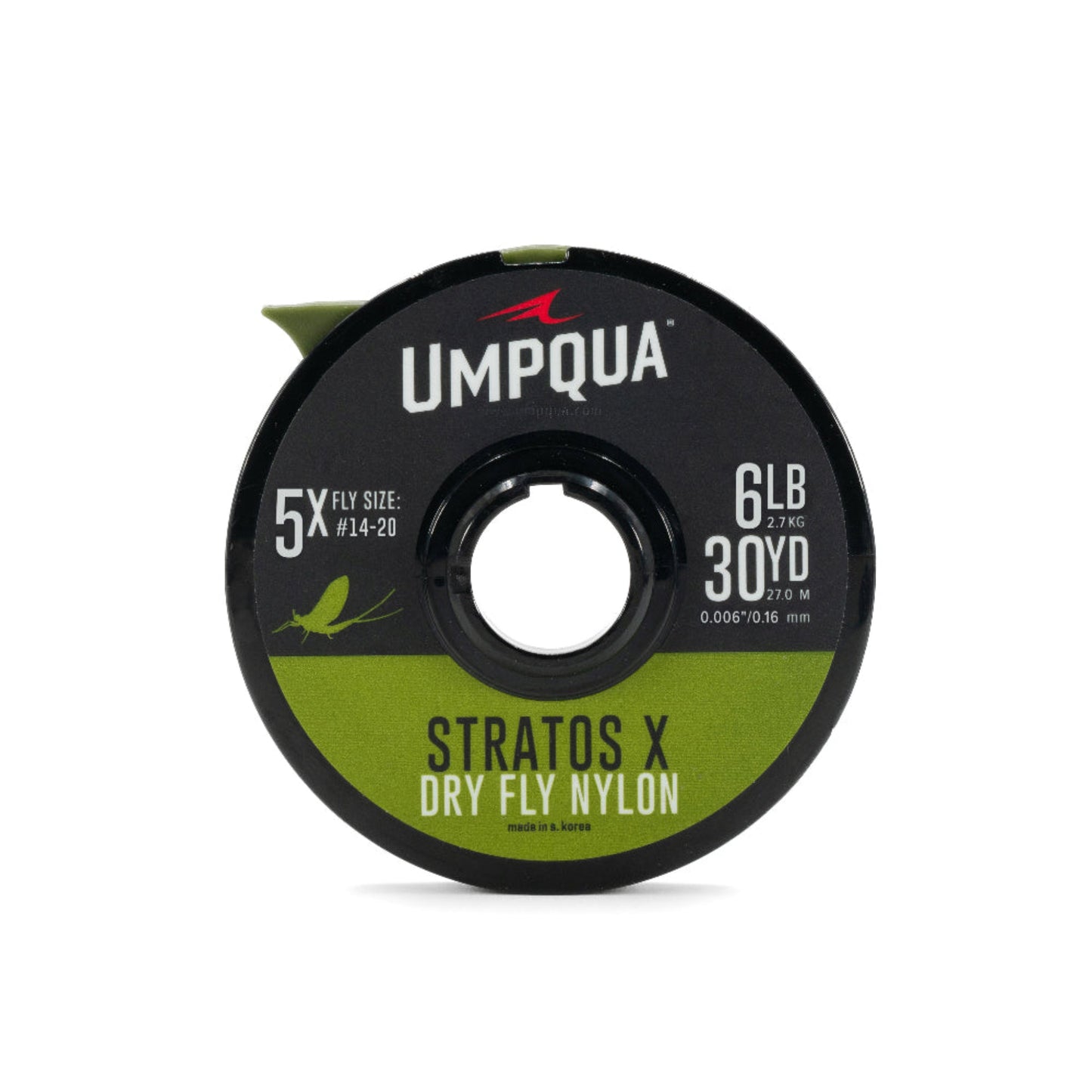 STRATOS X Nylon Tippet is a gamechanger for dry-fly fishing. Designed to keep your tippet floating higher on the surface for the best presentation.

· Proprietary low-density co-polymer (10% less dense than standard nylon)
· Camo-dyed for maximum stealth and profile reduction
· Ultra-soft and supple for drag-free presentation
· Medium stretch for enhanced sensitivity and superb knot strength
· Low memory for ease of use
· High abrasion resistance for durability – matching many fluorocarbons
· 3X-7X sizes av